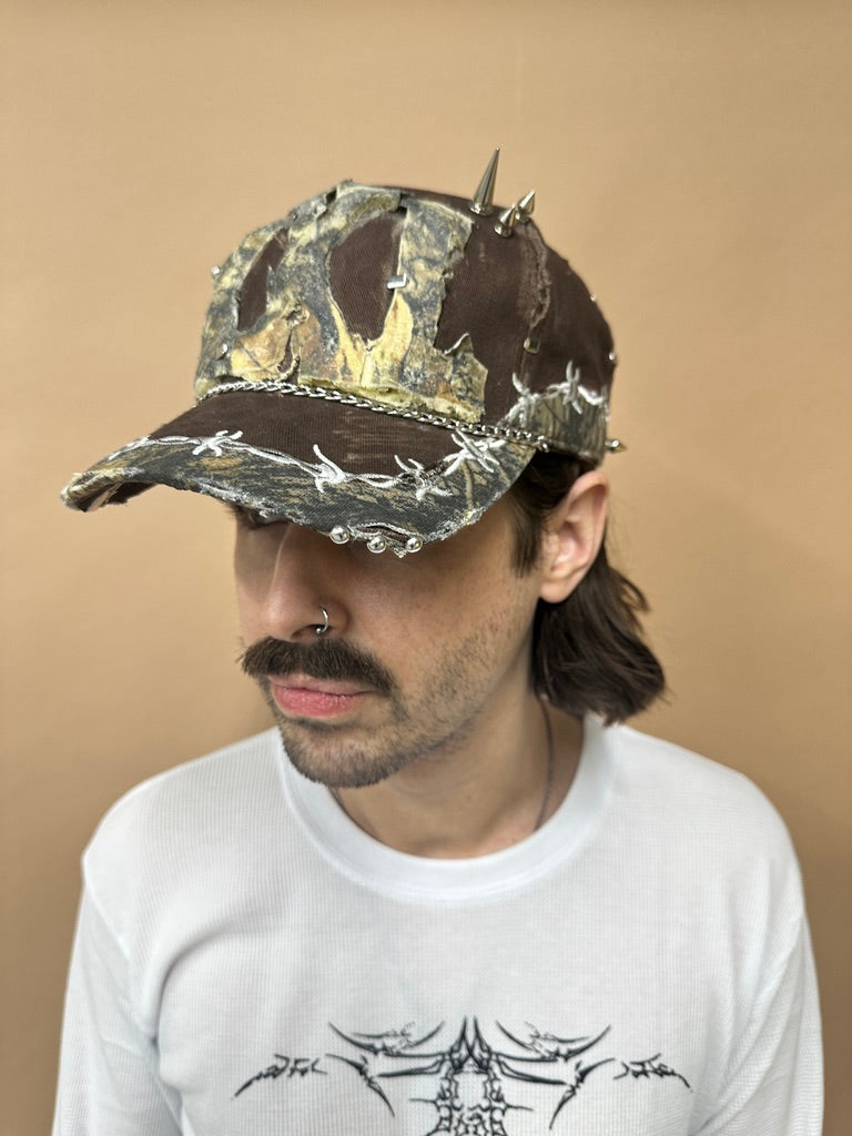 brown studded camo hat