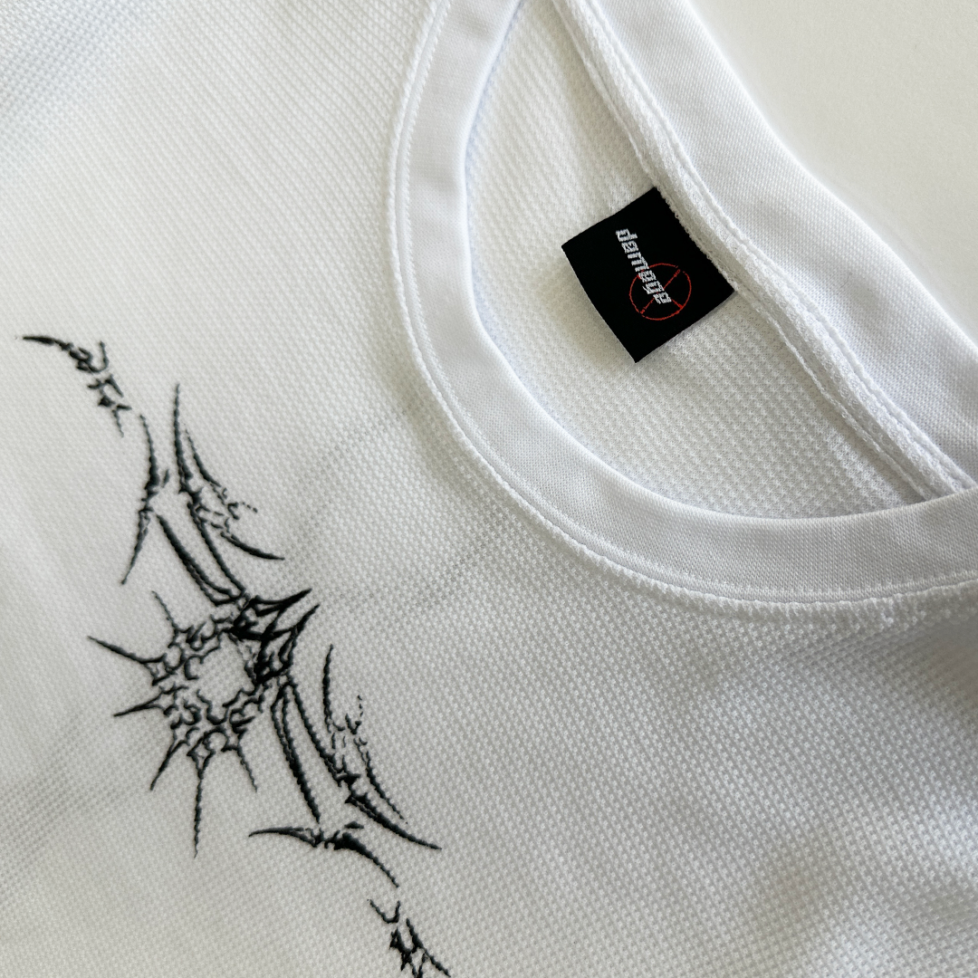 white waffle knit thermal