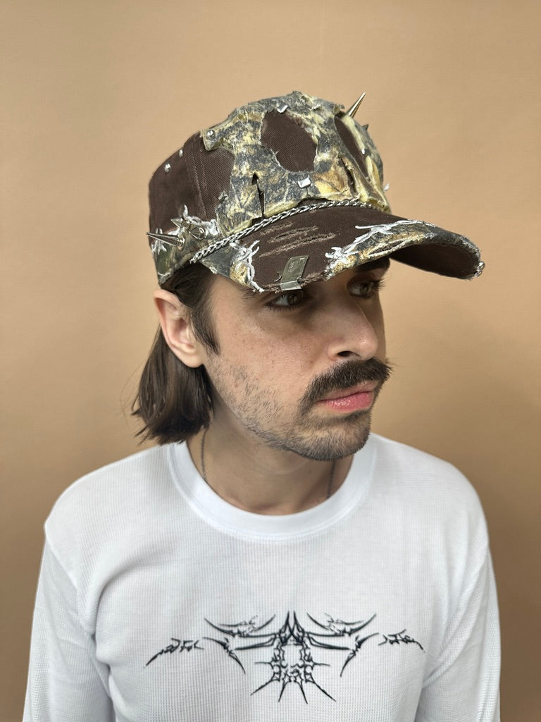 brown studded camo hat