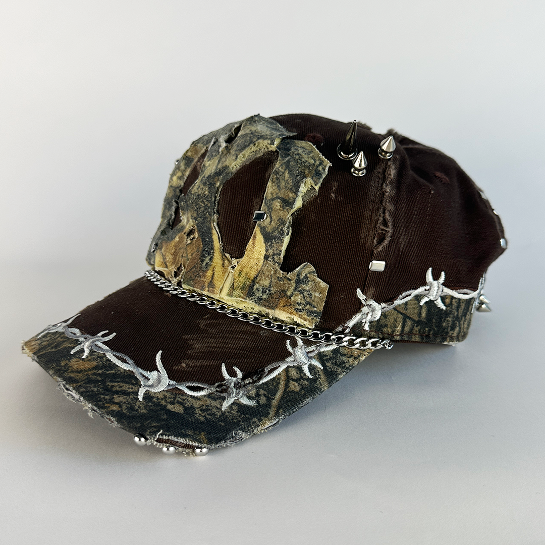 brown studded camo hat