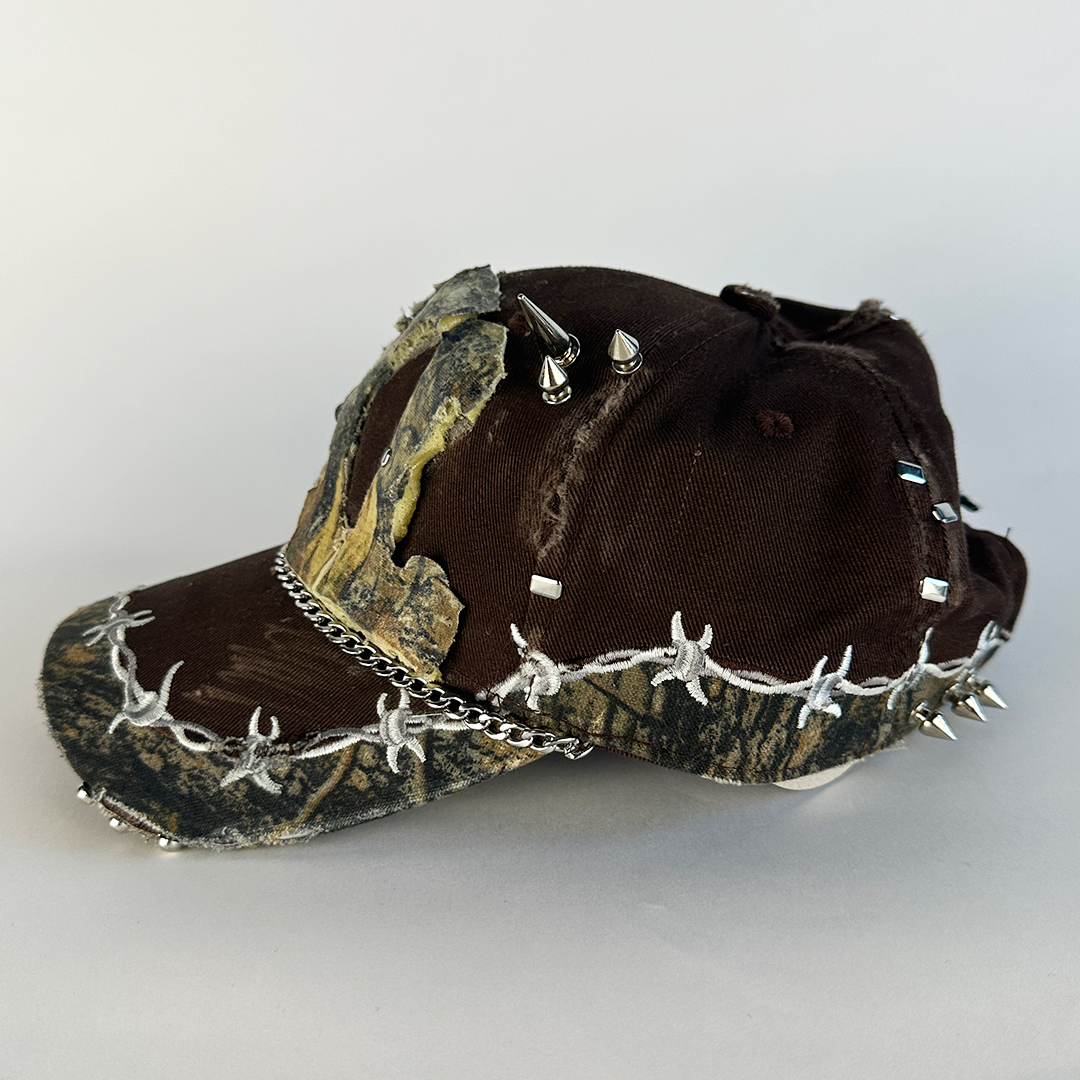 brown studded camo hat