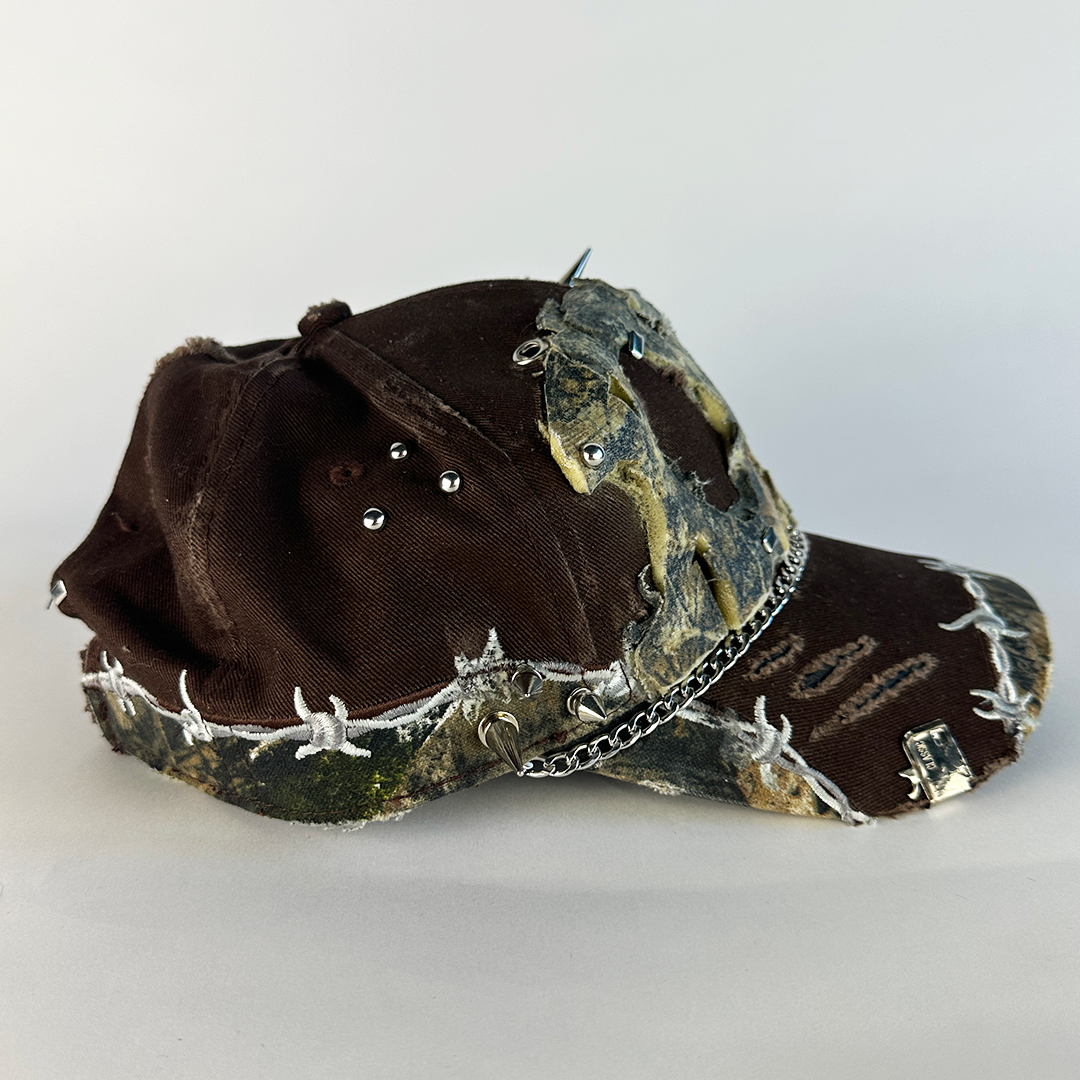 brown studded camo hat