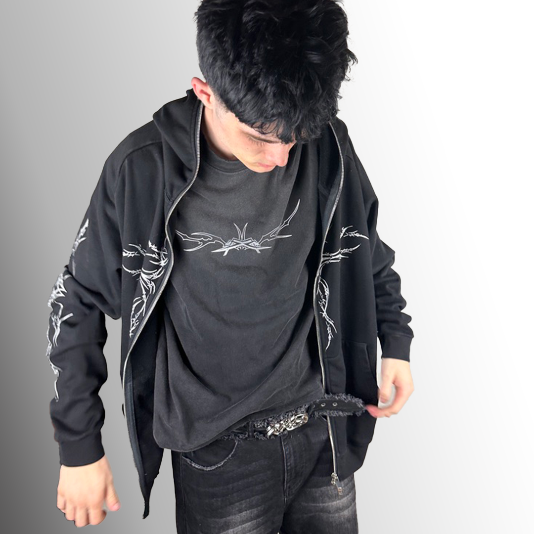 black full zip hoodie