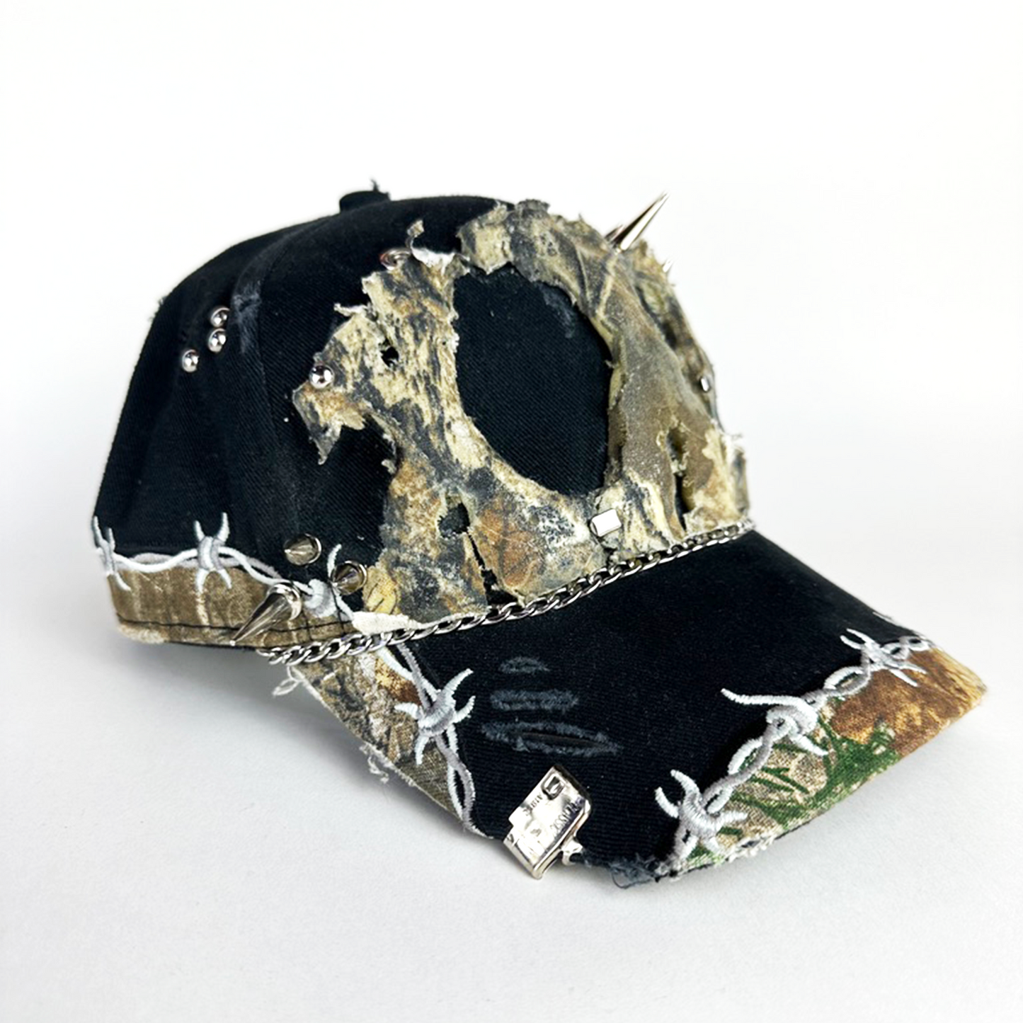 新品 BEEDEN STUDS DAMAGE CAP CAMO black studded camo hat – damage