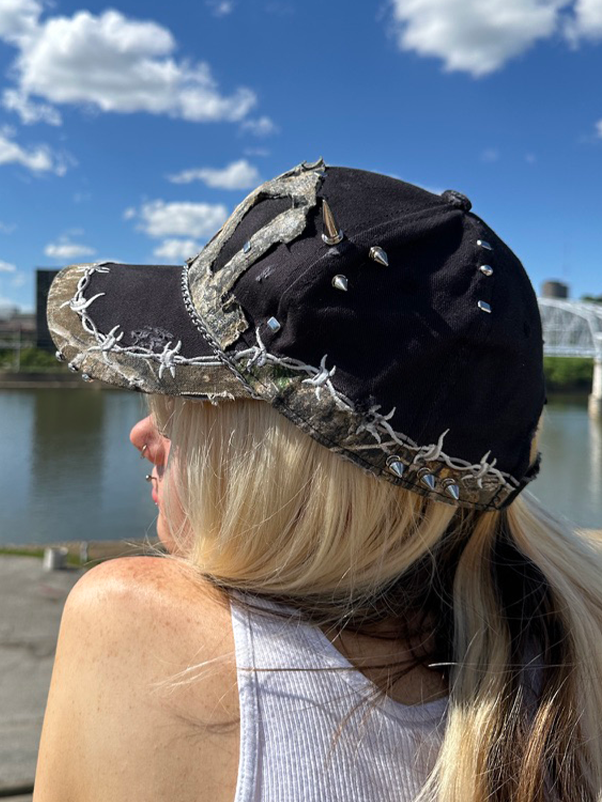 black studded camo hat